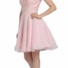 Poly USA | Ed Young 8094 Illusion V-Neck Appliqued Bodice Homecoming Short Dress(Illusion V Neck Appliqued Bodice Homecoming Short Dress Blush)