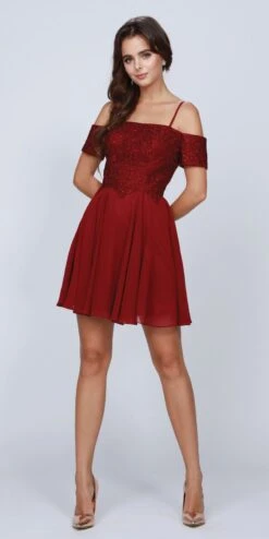 Juliet 814 Short Dress With Cold-Shoulder(White Homecoming Short Dress With Cold Shoulder) -Dress Promotion Store 814 juliet burgundy e0f4b262 2608 4157 9ba3 548dcbbc9ae4