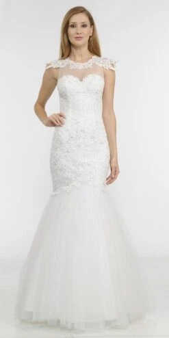 Poly USA | Ed Young 8226 Appliqued Mermaid Dress Cut-Out Back Cap Sleeve(Mauve Appliqued Mermaid Long Formal Dress Cut Out Back) -Dress Promotion Store 8226 poly usa off white 8879cdaa 3e9c 4384 8f7b a5d7f64bb136