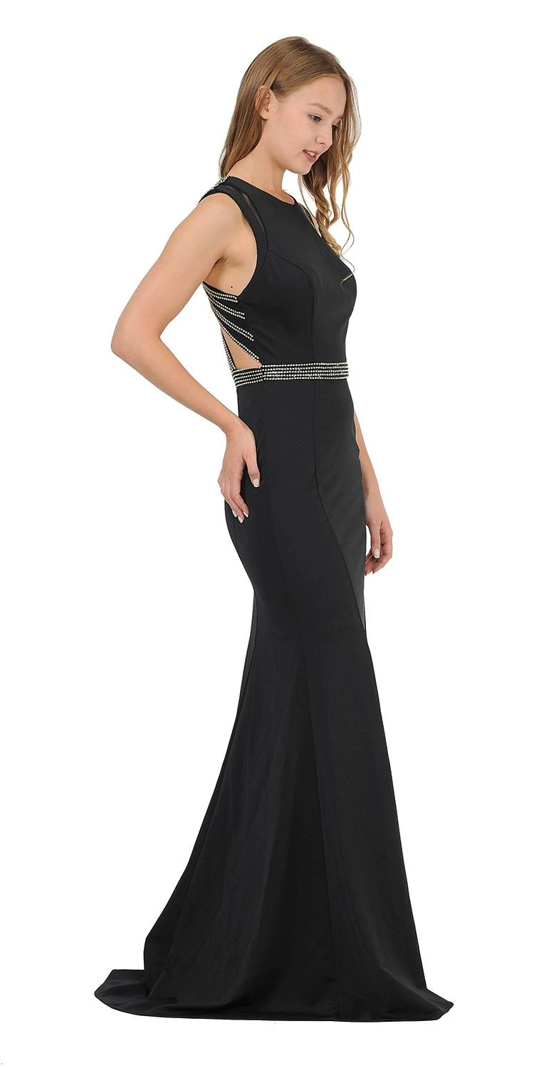 Poly USA | Ed Young 8230 Sleeveless Long Prom Dress Beaded Open Back(Black Sleeveless Long Prom Dress Beaded Open Back) 6 Poly USA | Ed Young 8230 Sleeveless Long Prom Dress Beaded Open Back(Black Sleeveless Long Prom Dress Beaded Open Back) - Image 4