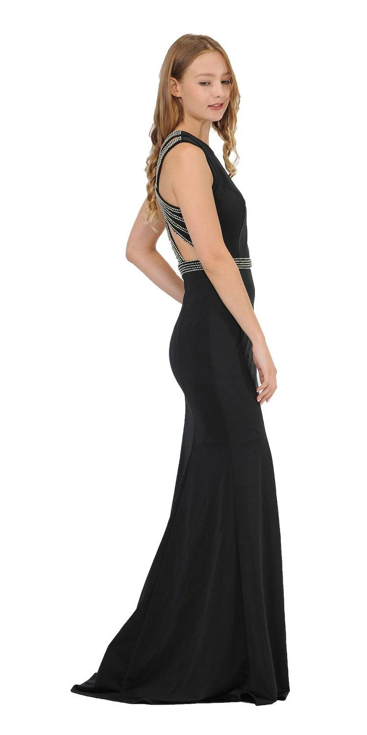 Poly USA | Ed Young 8230 Sleeveless Long Prom Dress Beaded Open Back(Black Sleeveless Long Prom Dress Beaded Open Back) 5 Poly USA | Ed Young 8230 Sleeveless Long Prom Dress Beaded Open Back(Black Sleeveless Long Prom Dress Beaded Open Back) - Image 3