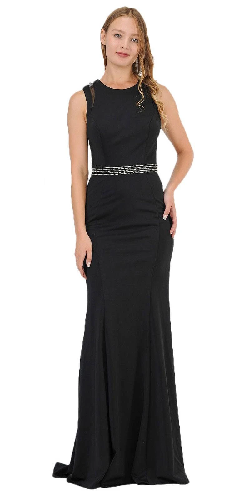 Poly USA | Ed Young 8230 Sleeveless Long Prom Dress Beaded Open Back(Black Sleeveless Long Prom Dress Beaded Open Back) 3 Poly USA | Ed Young 8230 Sleeveless Long Prom Dress Beaded Open Back(Black Sleeveless Long Prom Dress Beaded Open Back)