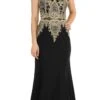 Poly USA | Ed Young 8244 Keyhole Neck Appliqued Long Prom Dress Black(Keyhole Neck Appliqued Long Prom Dress Black) -Dress Promotion Store 8244 poly usa black