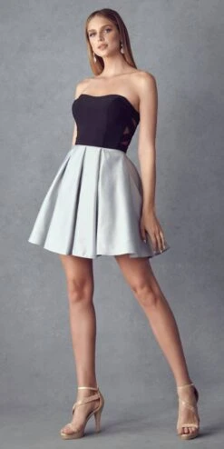 Juliet 829 Two-Tone Sweetheart Short A-Line Dress(Two Tone Sweetheart Short Dress Homecoming Silver)