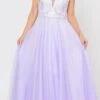 Poly USA | Ed Young 8354 Floor Length A-Line Tulle Gown V-Neckline(Poly Usa 8354 Floor Length A Line Tulle Gown V Neckline) -Dress Promotion Store 8354LILAC 1 1