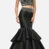Cinderella Divine 83903 Beaded Bodice 2 Piece Mermaid Gown Layered Skirt(Beaded Bodice 2 Piece Black Mermaid Gown Layered Skirt) -Dress Promotion Store 83903 cinderella divine black