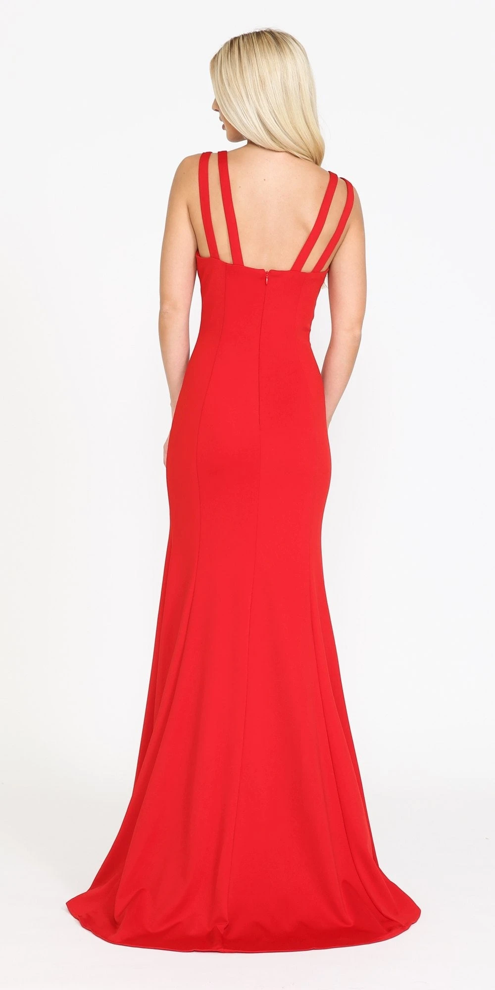 Poly USA | Ed Young 8392 Long Jersey Fitted Sexy Mermaid Dress V-Notch(Long Jersey Fitted Sexy Formal Mermaid Dress Red) 3 Poly USA | Ed Young 8392 Long Jersey Fitted Sexy Mermaid Dress V-Notch(Long Jersey Fitted Sexy Formal Mermaid Dress Red) - Image 2