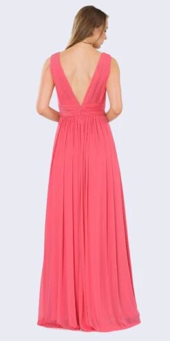 Poly USA | Ed Young 8408 V-Neck And Back Long Dress Sleeveless(Blush V Neck And Back Long Formal Dress Sleeveless) -Dress Promotion Store 8408 poly usa coral back 64502697 7b8c 49ce 806b 2d5ffb64e596