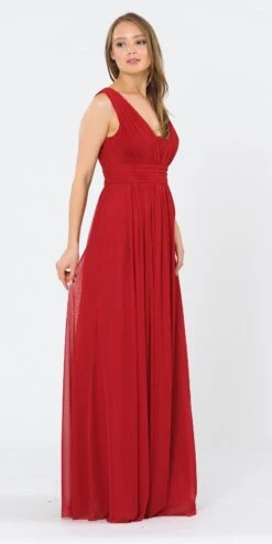 Poly USA | Ed Young 8408 V-Neck And Back Long Dress Sleeveless(Blush V Neck And Back Long Formal Dress Sleeveless) -Dress Promotion Store 8408 poly usa dark red side 073732c5 5b3f 46c8 b69e 5b4b9983d70b