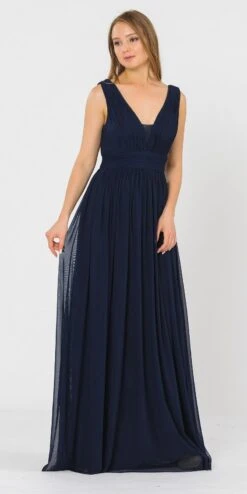 Poly USA | Ed Young 8408 V-Neck And Back Long Dress Sleeveless(Blush V Neck And Back Long Formal Dress Sleeveless) -Dress Promotion Store 8408 poly usa navy blue c5bf965b 1341 44ff 8ebf 3f8f651b83a8