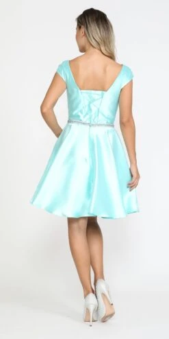 Poly USA | Ed Young 8416 Short A-Line Mikado Dress With Pockets(Poly Usa 8416 Short A Line Mikado Dress With Pockets) -Dress Promotion Store 8416Aqua 5