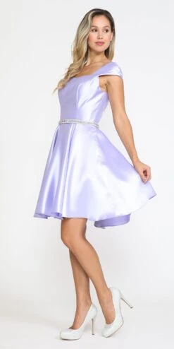 Poly USA | Ed Young 8416 Short A-Line Mikado Dress With Pockets(Poly Usa 8416 Short A Line Mikado Dress With Pockets) -Dress Promotion Store 8416Lilac 4