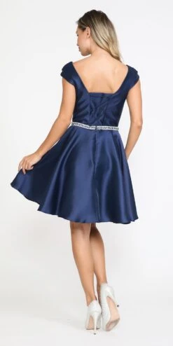 Poly USA | Ed Young 8416 Short A-Line Mikado Dress With Pockets(Poly Usa 8416 Short A Line Mikado Dress With Pockets) -Dress Promotion Store 8416Navy 5