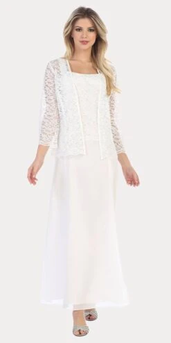 Sally Fashion 8466 Long Chiffon Mother Of Groom Dress Lace 3/4 Length Sleeve Jacket(Long Chiffon Silver Mother Of Groom Dress Lace Long Sleeve Jacket) -Dress Promotion Store 8466 jj fashion off white e15a36de 1346 44d0 b308 a6796dbaec45
