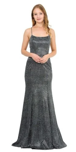 Poly USA | Ed Young 8478 Mermaid Style Glitter Long Dress(Black Silver Mermaid Style Glitter Long Prom Dress)