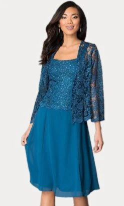 Sally Fashion 8485 Short Mother Of Bride Dress Chiffon Knee Length Lace Jacket(Short Teal Mother Of Bride Dress Chiffon Knee Length Lace Jacket) -Dress Promotion Store 8485 jj fashion teal2 97a6249b 006b 41ce b87c 217e8aa2da80