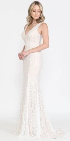 Poly USA | Ed Young 8496 Long Column Wedding Gown Sleeveless(Poly Usa 8496 Long Column Wedding Gown Sleeveless) -Dress Promotion Store 8496 SIDE
