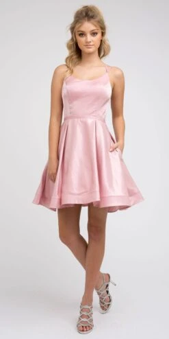 CLEARANCE - Juliet 852 Caged-Back Homecoming Short Dress With Pockets (Size Small)(Caged Back Homecoming Short Dress Peacock With Pockets) -Dress Promotion Store 852 juliet blush 795fb7c0 2de0 4661 958b e562c1982333