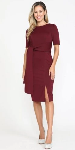 Poly USA | Ed Young 8524 Knee Length Short Sleeve Cocktail Dress(Poly Usa 8524 Knee Length Short Sleeve Cocktail Dress) -Dress Promotion Store 8524 BURGUNDY