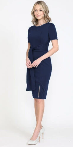 Poly USA | Ed Young 8524 Knee Length Short Sleeve Cocktail Dress(Poly Usa 8524 Knee Length Short Sleeve Cocktail Dress) -Dress Promotion Store 8524 navy
