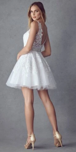 Juliet 853 Homecoming Short Dress Floral Lace Applique A-Line(Homecoming Short Dress Floral Lace Applique A Line) -Dress Promotion Store 853 White Back