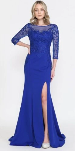 Poly USA | Ed Young 8564 Front Open Slit Jersey Skirt Mid-Sleeves Mother Of The Bride Dress(Poly Usa 8564 Front Open Slit Jersey Skirt Mid Sleeves Mother Of The Bride Dress) -Dress Promotion Store 8564 ROYAL f9840dcb 4bd1 42a7 9bd7 095edddfe795