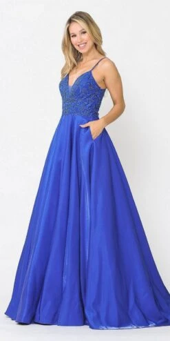 Poly USA | Ed Young 8576 Beaded Long Prom Dress With Pockets(Beaded Long Prom Dress With Pockets Hot Pink) -Dress Promotion Store 8576 poly usa royal blue side 63e27e9e 8103 4aff 8c27 adeca8e18a6a