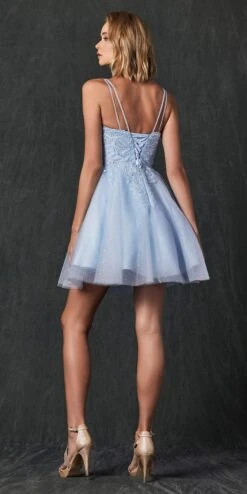 Juliet 857 Embroidered Top Short A-line Glitter Dress(Juliet 857 Embroidered Top Short A Line Glitter Dress) -Dress Promotion Store 857 IceBlue Back