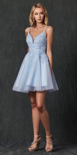 Juliet 857 Embroidered Top Short A-line Glitter Dress(Juliet 857 Embroidered Top Short A Line Glitter Dress) -Dress Promotion Store 857 IceBlue Side