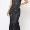 Poly USA | Ed Young 8590 Beaded Lace Mermaid Style Long Dress(Beaded Lace Mermaid Style Long Prom Dress Black)