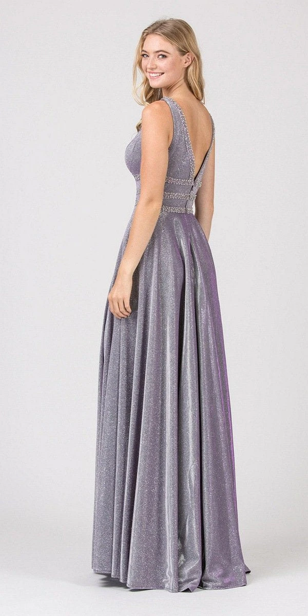 Eureka 8606 A-Line Metallic Long Dress With Pockets(Charcoal A Line Metallic Long Prom Dress With Pockets) 7 Eureka 8606 A-Line Metallic Long Dress With Pockets(Charcoal A Line Metallic Long Prom Dress With Pockets) - Image 5