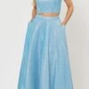 Poly USA | Ed Young 8676 Two-Piece Long Dress Lace-Up Back With Pockets(Blue Two Piece Long Prom Dress Lace Upbacnk) -Dress Promotion Store 8676 poly usa blue