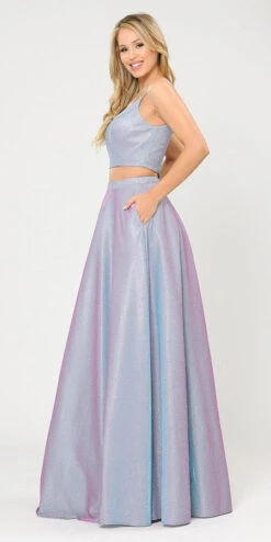 Poly USA | Ed Young 8676 Two-Piece Long Dress Lace-Up Back With Pockets(Blue Two Piece Long Prom Dress Lace Upbacnk) -Dress Promotion Store 8676 poly usa lavender side