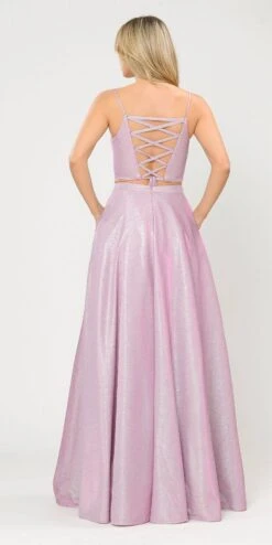 Poly USA | Ed Young 8676 Two-Piece Long Dress Lace-Up Back With Pockets(Blue Two Piece Long Prom Dress Lace Upbacnk) -Dress Promotion Store 8676 poly usa pink silver back