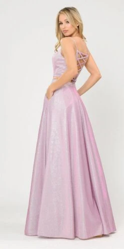 Poly USA | Ed Young 8676 Two-Piece Long Dress Lace-Up Back With Pockets(Blue Two Piece Long Prom Dress Lace Upbacnk) -Dress Promotion Store 8676 poly usa pink silver side