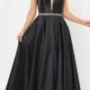 Poly USA | Ed Young 8682 V-Neck Mikado Long Dress With Pockets(V Neck And Back Black Long Prom Dress With Pockets) -Dress Promotion Store 8682 poly usa black 8ec683dd ca15 4eff 88e8 1a102bf93a01
