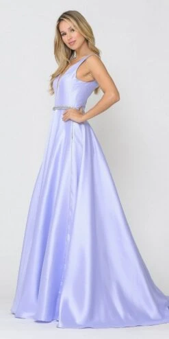 Poly USA | Ed Young 8682 V-Neck Mikado Long Dress With Pockets(V Neck And Back Black Long Prom Dress With Pockets) -Dress Promotion Store 8682 poly usa lilac side 6337e210 ab94 4990 a2da cc84c1017f56