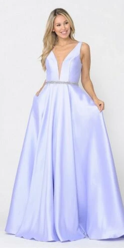 Poly USA | Ed Young 8682 V-Neck Mikado Long Dress With Pockets(V Neck And Back Black Long Prom Dress With Pockets) -Dress Promotion Store 8682 poly usa lilac 5ee60502 8003 4d3b bd91 53e865a56648