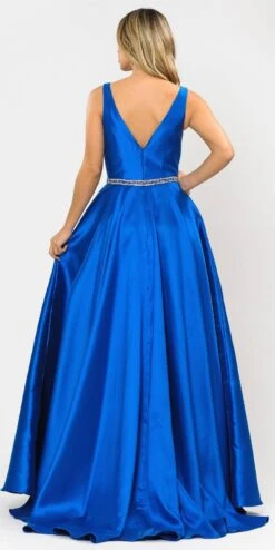 Poly USA | Ed Young 8682 V-Neck Mikado Long Dress With Pockets(V Neck And Back Black Long Prom Dress With Pockets) -Dress Promotion Store 8682 poly usa royal blue back 9f69eca0 771b 4614 a1b1 89d67aeff02d