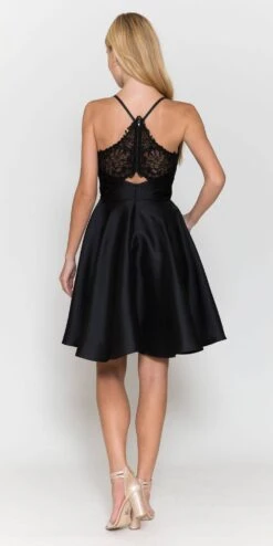 Poly USA | Ed Young 8698 Short A-Line Mikado Dress Spaghetti Straps(Short A Line Mikado Dress Spaghetti Straps By Poly Usa 8698) -Dress Promotion Store 8698BLACK 4