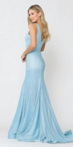 Poly USA | Ed Young 8704 Mermaid Style Long Prom Dress Sleeveless(Blue Mermaid Style Long Prom Dress Sleeveless) -Dress Promotion Store 8704 poly usa blue side