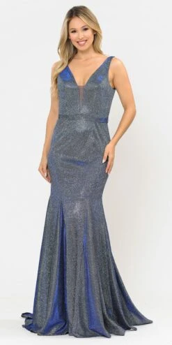 Poly USA | Ed Young 8704 Mermaid Style Long Prom Dress Sleeveless(Blue Mermaid Style Long Prom Dress Sleeveless) -Dress Promotion Store 8704 poly usa royal blue