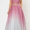 Poly USA | Ed Young 8706 Ombre Glitter Two-Piece Long Prom Dress With Pockets(Ombre Two Piece Long Prom Dress With Pockets Rose)