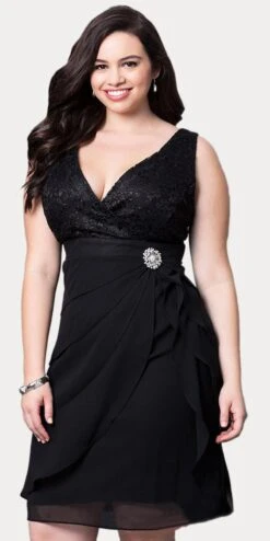 Sally Fashion 8723 Short Formal Dress V-Neck Lace Chiffon 3/4 Sleeve Jacket(Short Formal Khaki Dress V Neck Lace Chiffon 3 4 Sleeve Jacket) -Dress Promotion Store 8723 sally fashion black no jacket plus 33eb551b d5bd 48d0 b5a3 214e481614eb