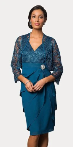 Sally Fashion 8723 Short Formal Dress V-Neck Lace Chiffon 3/4 Sleeve Jacket(Short Formal Khaki Dress V Neck Lace Chiffon 3 4 Sleeve Jacket) -Dress Promotion Store 8723 sally fashion teal 88c5bc54 bb35 4a22 81c4 5b3e8a9fead7
