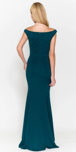 Poly USA | Ed Young 8724 Bateau Neckline Long Fitted Formal Gown(Bateau Neckline Long Fitted Formal Gown By Poly Usa 8724) -Dress Promotion Store 8724 GREENBACK