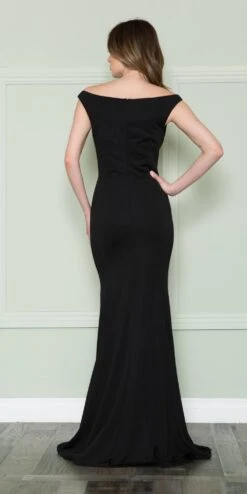 Poly USA | Ed Young 8724 Bateau Neckline Long Fitted Formal Gown(Bateau Neckline Long Fitted Formal Gown By Poly Usa 8724) -Dress Promotion Store 8724Black 13