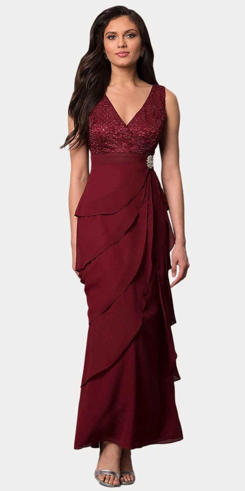 Sally Fashion 8729 V-Neck Long Dress Empire Lace Chiffon Include Lace Jacket(Dusty Rose V Neck Long Dress Empire Lace Chiffon Include Lace Jacket) 10 Sally Fashion 8729 V-Neck Long Dress Empire Lace Chiffon Include Lace Jacket(Dusty Rose V Neck Long Dress Empire Lace Chiffon Include Lace Jacket) - Image 8