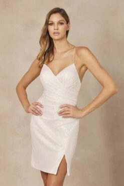 Juliet 873 Tight Sequin Cocktail Party Dress Skirt Slit(Juliet 873 Tight Sequin Cocktail Party Dress Skirt Slit) -Dress Promotion Store 873 cream zoom