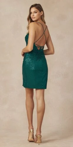 Juliet 873 Tight Sequin Cocktail Party Dress Skirt Slit(Juliet 873 Tight Sequin Cocktail Party Dress Skirt Slit) -Dress Promotion Store 873 emerald back